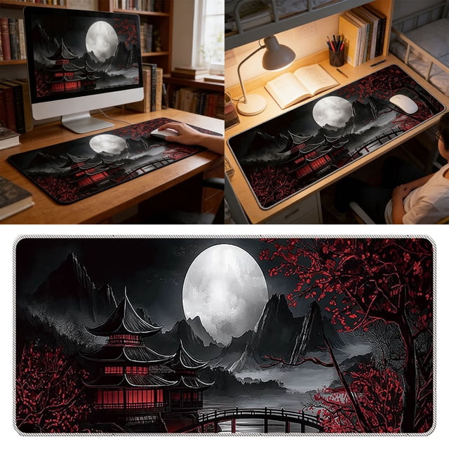 Extended Gaming Pad Large Desk Mat with Base for Computer Keyboard and PC Decoration