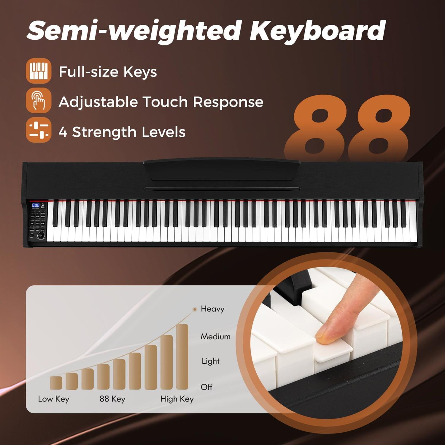 Demi Bonn Home & Stage 88-Key Keyboard Piano Set, 800 Timbres & 600 Rhythms, Adjustable Stand, Black