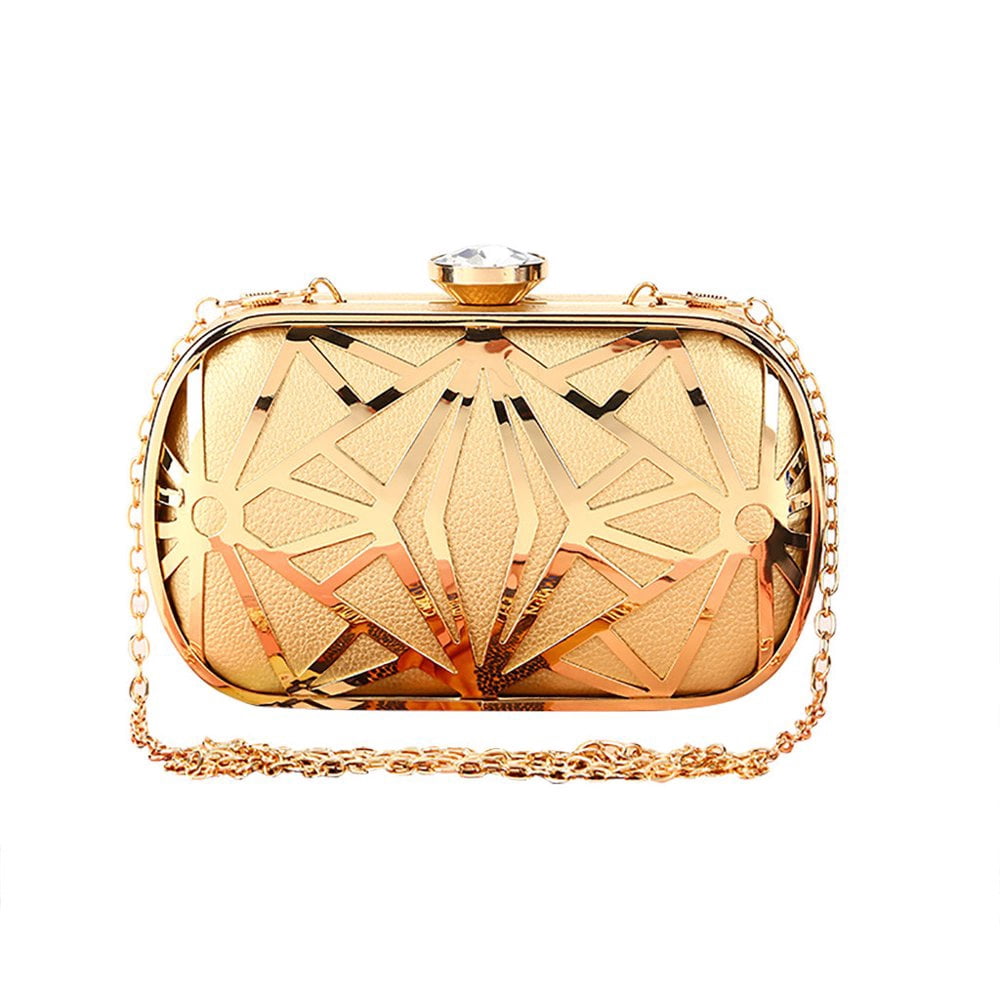 CNKOO Nouveau Sac de Soirée en Métal Ajouré pour Femmes Pochette en Strass Sac à Bandoulière Croisé
