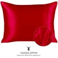 thumbnail image 3 of Blissford Luxury Red Satin Pillowcase with Zipper Closure, Queen 2-Pack, 3 of 7