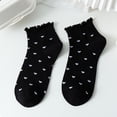 thumbnail image 2 of Yuanlong Womens Ankle Socks Heart Print Ruffled Trim Short Socks Summer Spring Wear Lightweight Comfortable Low-Cut Socks, 2 of 3