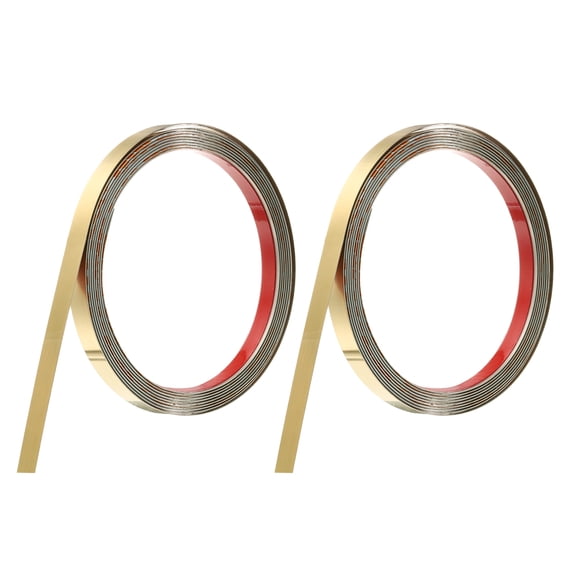 2 Pack Stainless Steel Wall Molding Trim, 10Ft x 0.39 Inch, Peel and Stick Metal Trim, Self-Adhesive Mirror Trim, Brushed Gold