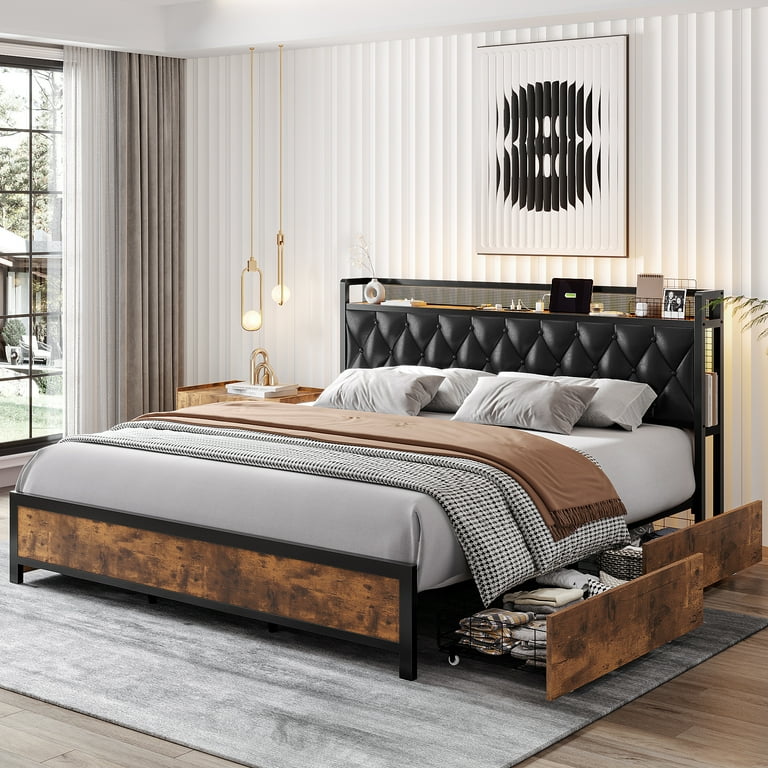 Wanda platform king bed 2024 with storage footboard