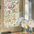 thumbnail image 1 of Película de privacidad para ventana de arcoíris de 39,4 x 17 pulgadas, decorativa, 3D, estática, resistente a los rayos UV, con diseño de flores rosas, reflectante, no adhesiva, bloqueadora solar., 1 of 9