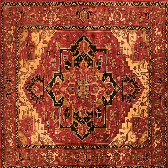 Ahgly Company Indoor Square Persian Orange Traditional Area Rugs, 3' Square