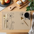 thumbnail image 2 of Placemats Set of 6, Black Khaki Woven Placemat, Linen Place Mats for Kitchen/Dining Tables, Spring Flora Washable Table Mats for Party, 2 of 8