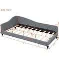 thumbnail image 2 of Twin Size Daybed, Upholstered Wooden Sofa Bed Frame with Headboard and Armrest, Linen Fabric, Sturdy Wood Slat Support, No Box Spring Needed, Easy Assembly, 2 of 9