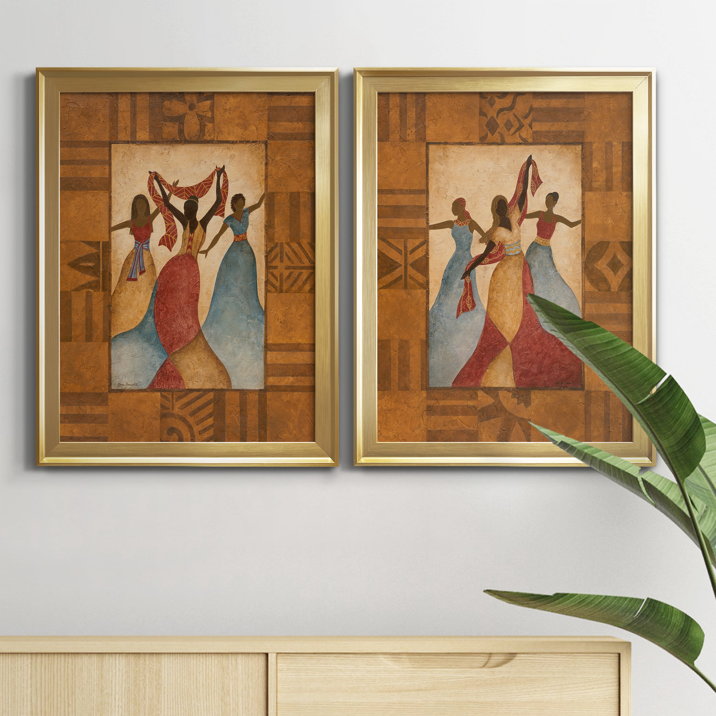 2 Piece Set Rhythm Premium Framed Canvas - Ready to Hang - 22.5 x 30.5 Each - Gold Frame