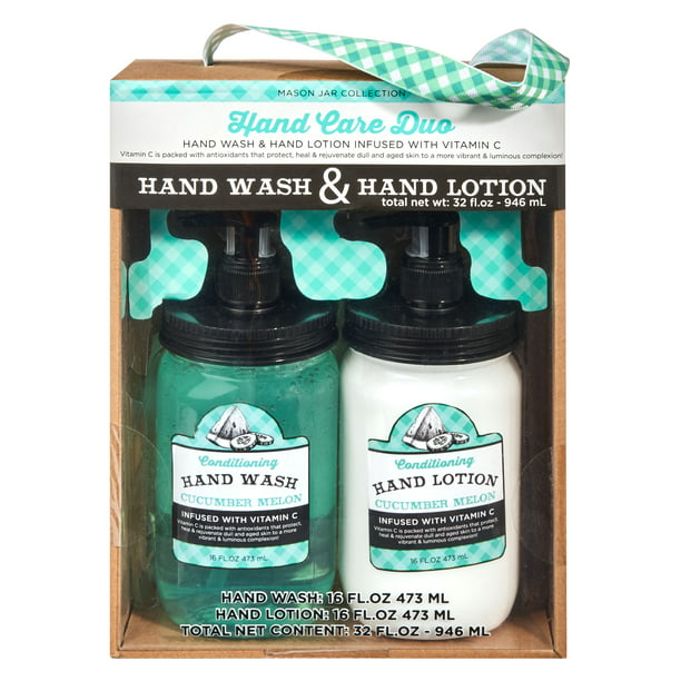 Cucumber Melon Hand Wash & Hand Lotion Mason Jar Gift Set
