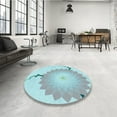 thumbnail image 4 of Ahgly Company Machine Washable Indoor Square Transitional Blue Hosta Blue Area Rugs, 8' Square, 4 of 7