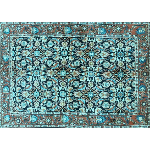 Ahgly Company Indoor Rectangle Persian Light Blue Traditional Area Rugs, 7' x 9'