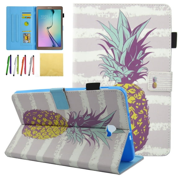 Galaxy Tab A 10.1 Case - Allytech Premium PU Leather Stand Smart Case with Auto Wake/Sleep & Card Slots for Samsung Galaxy Tab A 10.1 with No S Pen (SM-T580/T585/T587), Golden Pineapple