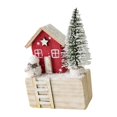 thumbnail image 1 of Casita navideña pequeña de pueblo nevado con base de madera para decoración de mesa Estilo B, 1 of 9
