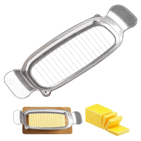 Butter & Cheese Slicer Cutter, Stainless Steel Wire Cheese Slicer, Safe for Food Contact, Multipurpose Handheld Butter Cutter for Block Cheese, Butter, Soft Fruits, and Dishwasher Safe