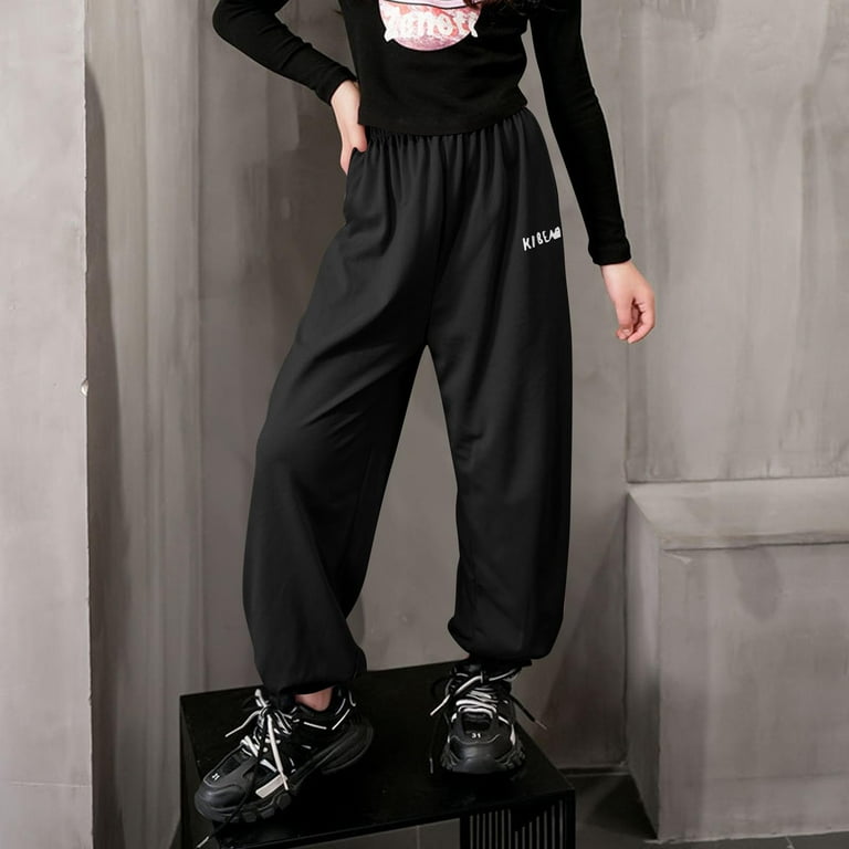 【Jent Louis】Parachute Tuck Pants black S ZACPNCV Boys Straight Leg Pants Elastic Waist Parachute Pants