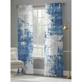 thumbnail image 4 of Abstract Mottled Texture Sheer Curtains 96 Inches Long 2 Panels Retro Gary Blue Gradient Light Filtering Semi Sheer Window Curtains Drapes for Bedroom Living Room 52"x96", 4 of 7