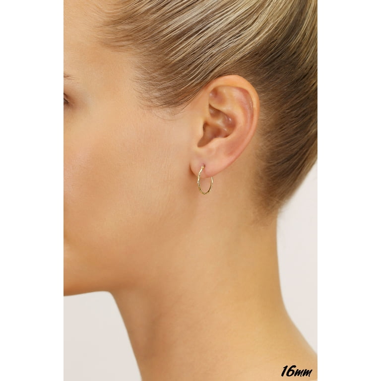 White gold thin hoop earrings deals