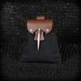 thumbnail image 4 of Mythrojan Medieval Small Leather Belt Pouch LARP Renaissance Waist Bag - Black & Brown, 4 of 5