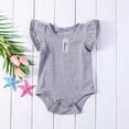 thumbnail image 2 of Infant Baby Girl Boy Fly Sleeve Romper Round Neck Solid Color Bodysuit, 2 of 6
