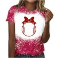 thumbnail image 1 of Fiudx Ofertas Del Día Camisa Superior Informal de Manga Corta con Cuello Redondo y Estampado Informal y Moderno para Mujer, 1 of 4
