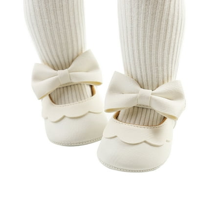

2Pcs Infant Shoes Newborn Baby Girls Headband Set Bowknot Soft Sole PU Leather Flats Crown Hairband First Walker Anti Slip Loafers 0-18M