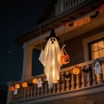 thumbnail image 5 of VORJELT 1.5M Hanging Ghost with Pumpkin Candy Bag - LED Light-Up Outdoor Halloween Decor, Spooky Porch Ornament for Yard and Party White, 5 of 7