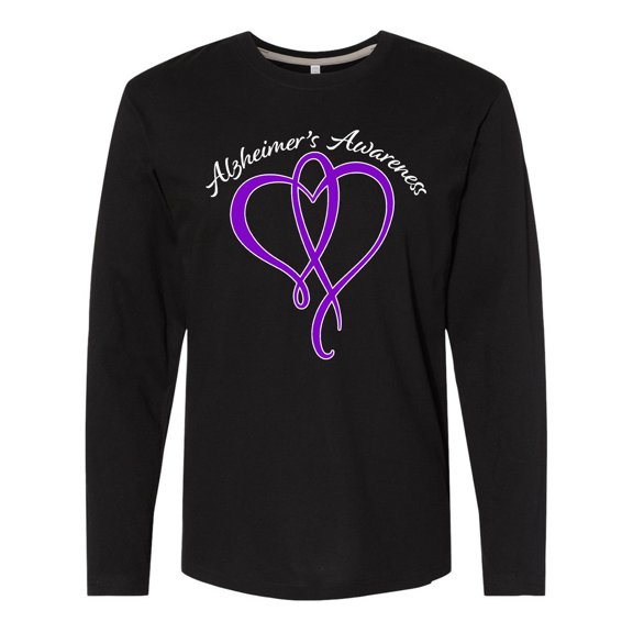 Inktastic Alzheimer's Awareness Purple Ribbon Heart Long Sleeve T-Shirt