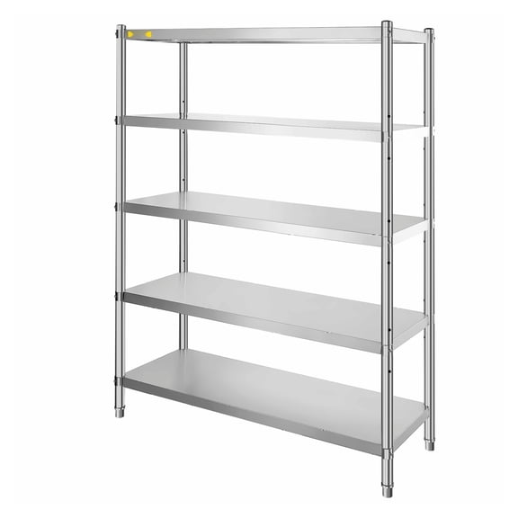 Stainless Steel Shelves 47.5x18 Inch 5 Tier Heavy Duty Rack - 330lb Capacity Kitchen Garage Shelving Unit - Adjustable Storage for Office Commercial Use