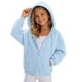 thumbnail image 2 of felwors Girls Zip Up Hoodie Kids Fashion Oversized Sweatshirt Jacket with Pockets Lightweight Preppy Sweatshirts (Light Blue,8-9 Years), 2 of 4
