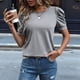 thumbnail image 2 of Suéter de Corta Abullonada para Mujer, Blusas de -Verano 2025, Ropa Informal de Negocios, Blusa de Punto con Cuello Redondo, Gris, Talla M, 2 of 4