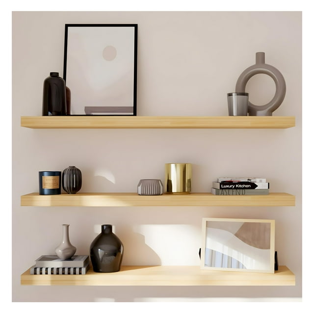 3 Repisas Flotantes Modernas Minimalistas Melamina 80x20 Cm (Roble Merida)