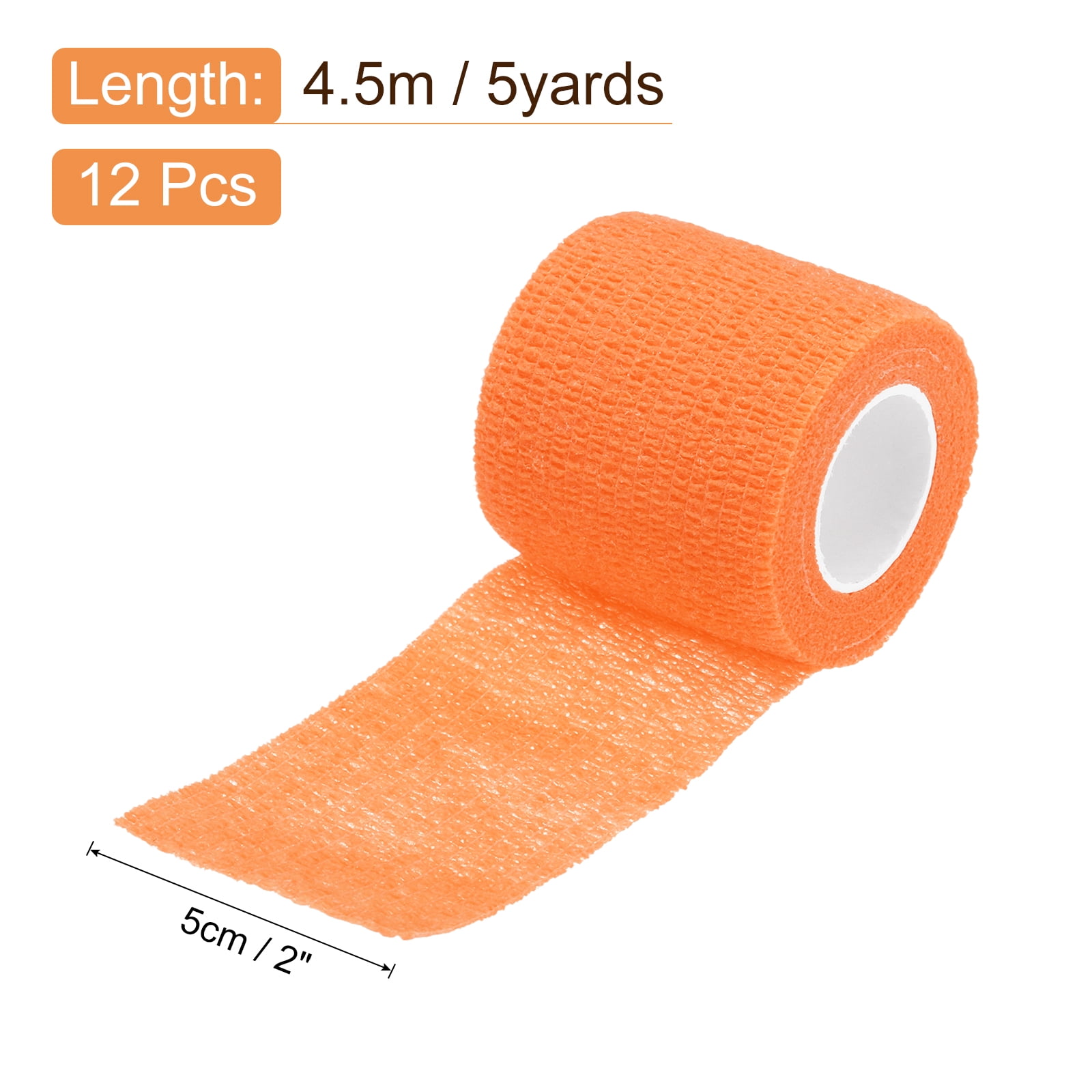 12 Rolls Adhesive Elastic Tape Elastic Bandage,2" x 5 Yards Wrap Stretch Wrist Knee Tape,Fluorescent Orange