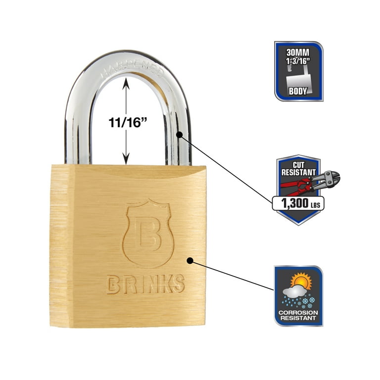 Brink's 30mm Keyed Solid Brass Padlock Brink's 30mm Keyed Solid Brass Padlock