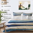 thumbnail image 3 of Blue Gold Abstract Duvet Cover Set Queen Size, Retro Brush 4 Piece Soft Microfiber Bedding Set with 1 Duvet Cover, 1 Flat Sheet, 2 Pillowcases, 3 of 9
