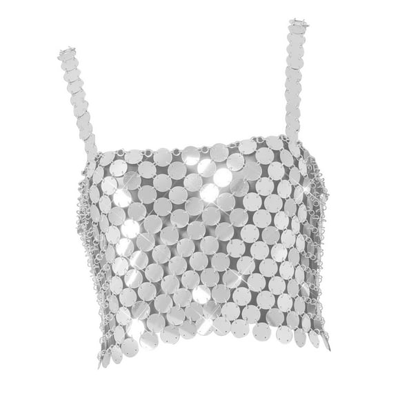 Top corto de lentejuelas a la moda, corsé, chaleco ahuecado Y2K Midriff Baring Top, Bralette, , Tops para Halloween, club nocturno, fiesta, jinwen Top corto de lentejuelas