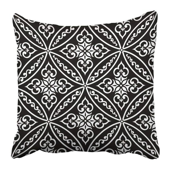 ARTJIA Damask in the Style of Baroque Black and White Floral Abstract Antique Classic Color Creative Curve Pillowcase Pillow Cushion Cover 16x16 inch