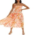 thumbnail image 4 of Femmes d'Été Plissée Maxi Robe Licou Cou Sans Manches Robe de Soleil Dos Croix Flowy Maxi Longue Robe de Soleil, 4 of 6