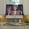 thumbnail image 4 of Funny Skull Half Window Tier Curtains 36 Inch Blackout Thermal Insulating Kitchen Linen Tier Curtains for Kitchen, Bathroom, Cafe Home Decor, 4 of 7