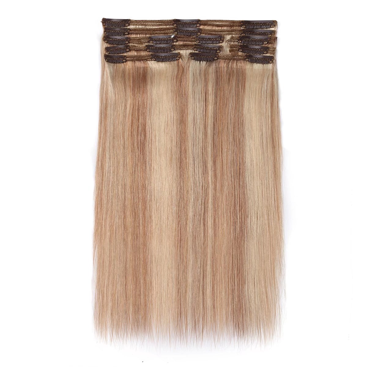 MY-LADY Extra Thick Clip in 100% Remy Human Hair Extension Double Weft Full Head Natural Hairpiece 110-170g #18P613 Ash & Bleach Blonde22inch