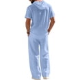 thumbnail image 6 of Maqroz Mens 2 Piece Outfits Summer Short Sleeve Hooded Top and Pants Set Lightweight Breathable Workwear Fashion Button Down Casual Streetwear Outfit, 6 of 9