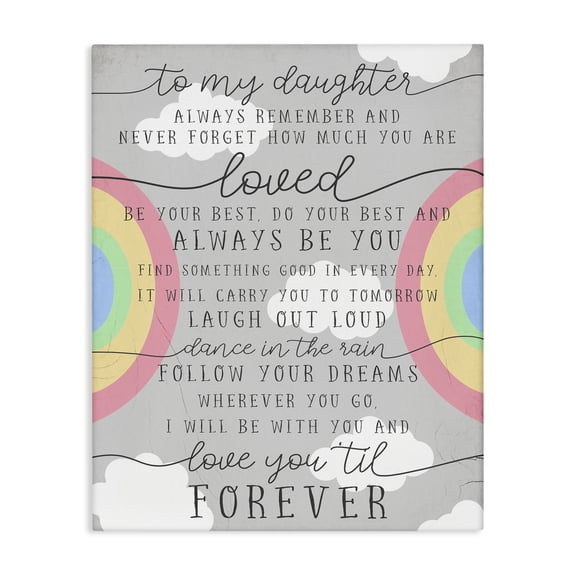 Stupell Industries Bohemian My Daughter You Are Loved Quote Charming Rainbows Canvas Art, 16 x 20, by Lil' Rue