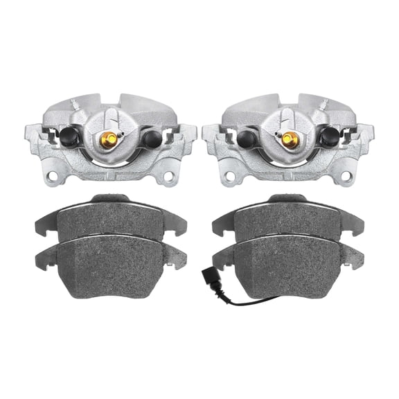 AutoShack Pair of 2 Front Brake Calipers and Performance Ceramic Pads Set Replacement for 2011 2014 VW Jetta 2012-2014 Golf 2013 Beetle 2011-2013 Audi A3 1.4L 1.8L 2.0L 2.5L FWD BRK010361172