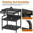thumbnail image 3 of POAO Large Printer Stand with Drawer, 5-Adjustable Heights 3 Tier Table with Wheels, Rolling Printer Cart with Storage for Home Office, 3 of 9