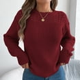 thumbnail image 6 of Weiqiqre Women Blouses Fall Long Sleeve Crew Neck Cable Knit Oversized Sweater Top Casual Pullover Trendy Outfits, 6 of 8