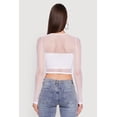 thumbnail image 5 of Womens Fishnet Long Sleeve Solid Crop Top, 5 of 5