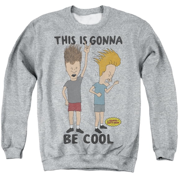 Beavis And Butthead Gonna Be Cool Unisex Adult Crewneck Sweatshirt (Medium) Athletic Heather