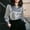 *Gray, variant on ClodeEU Women's Satin V Neck Long Sleeve Button Down Blouse,Casual Loose Fit Office Shirt Top Coffee,Women's Plus L