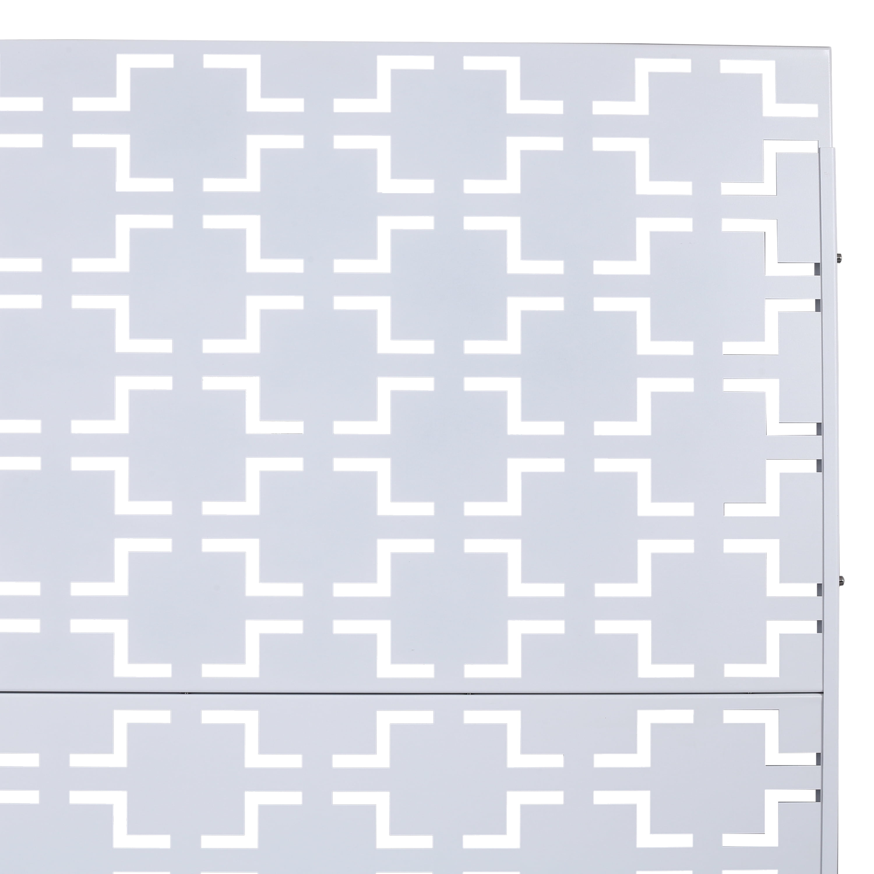 Outdoor Decor Privacy Screen, 76"Hx48"W Freestanding Metal Room Divider for Deck Balcony, Black