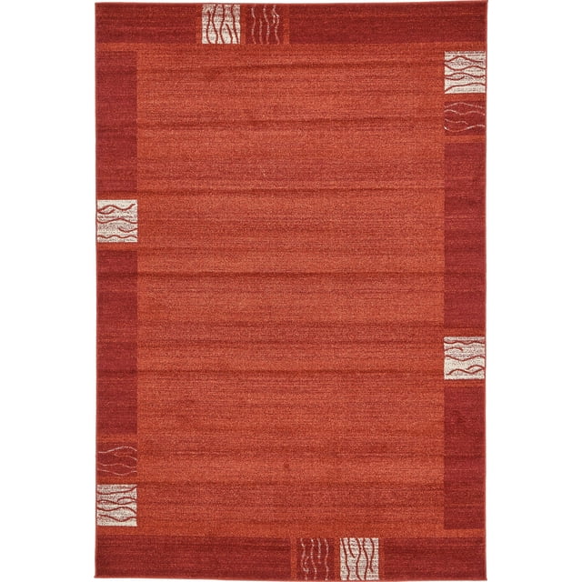 Unique Loom Tapis de Transition Contemporain Del Mar Collection, 6' x 9', Rouge Rouille/terre Cuite