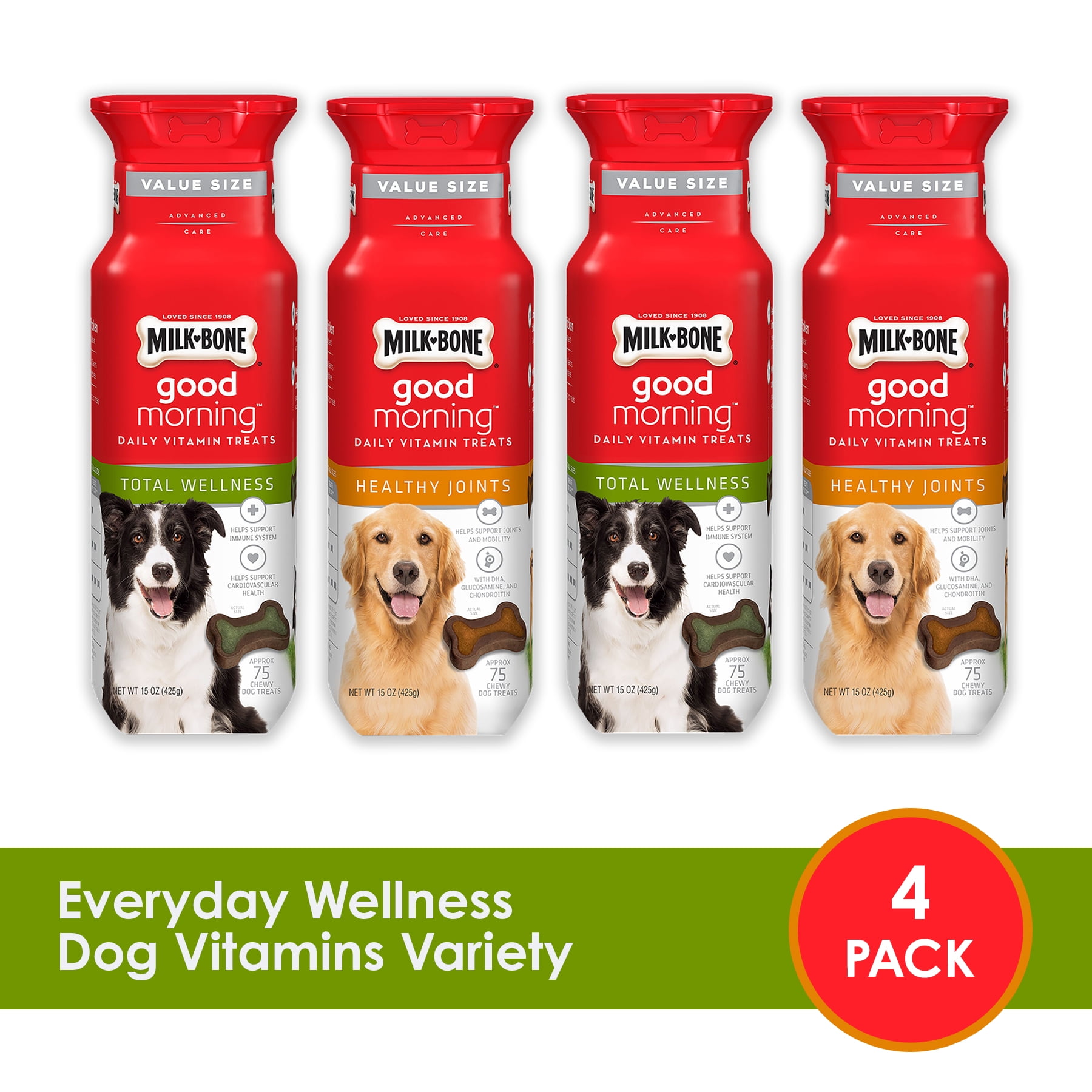 Milk Bone Good Morning Daily Vitamin Dog Treats 2 Flavor Variety Pack Pack Of 4 BigEasyMart